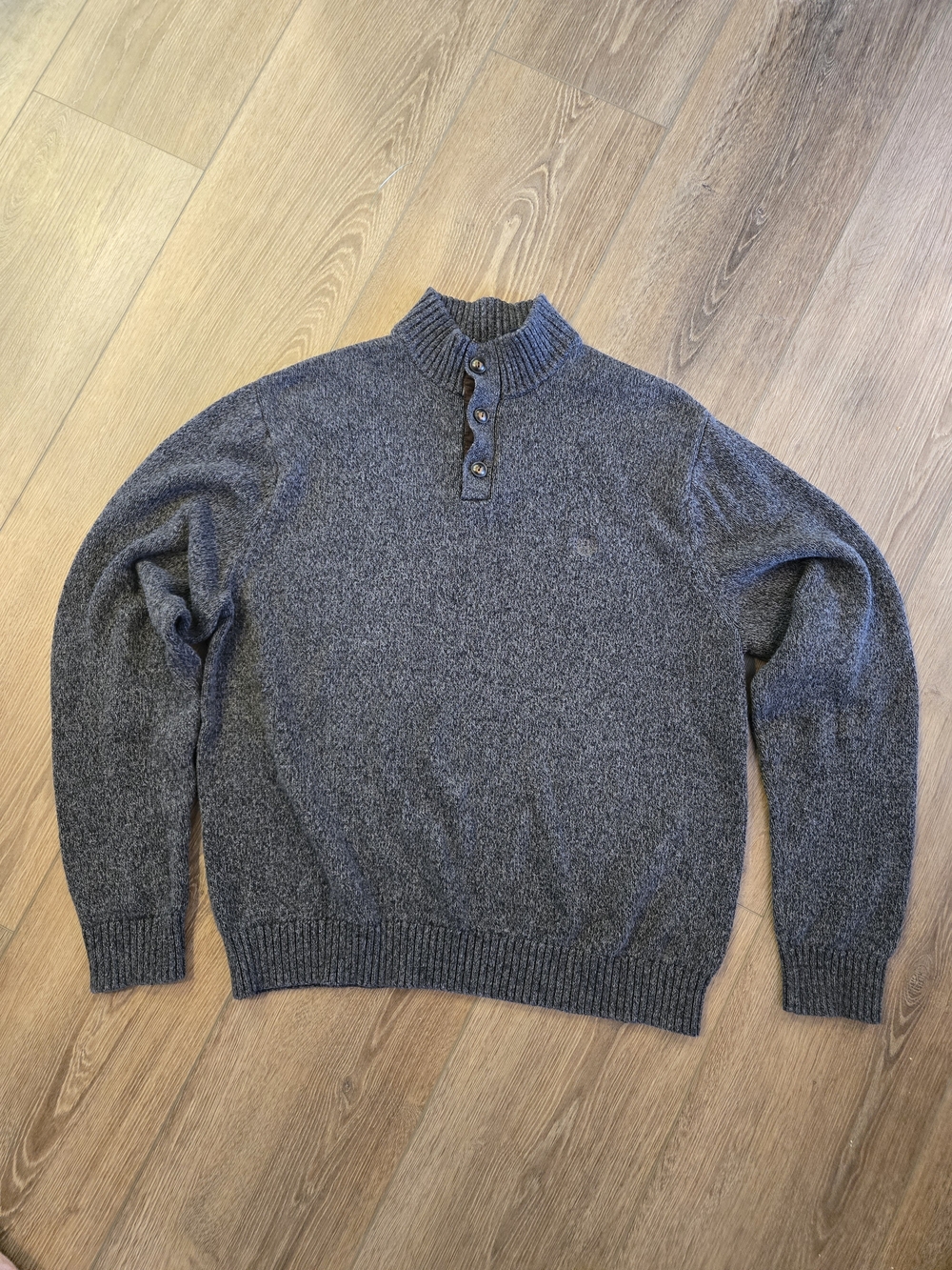 Chaps Men's Dark Gray Turtleneck Button-Placket Sweater